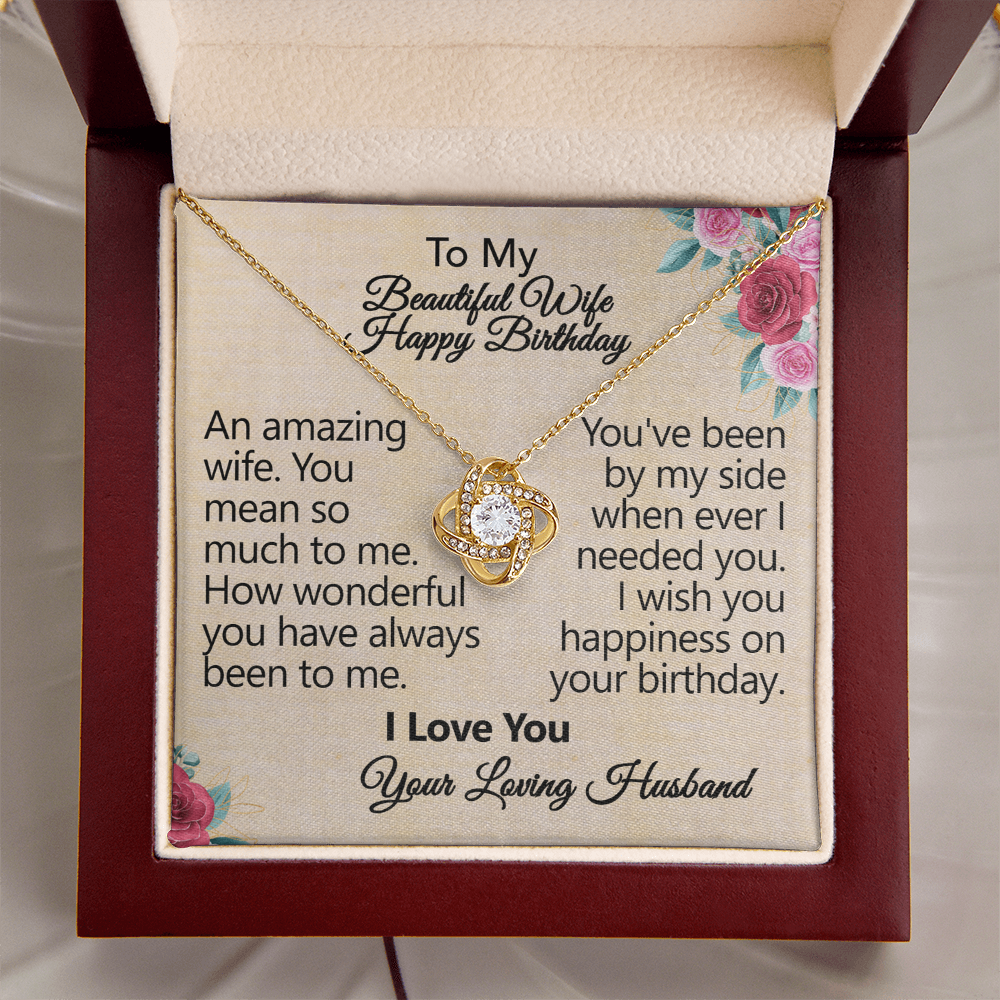 To My Wife Happy Birthday-Love Knot Necklace