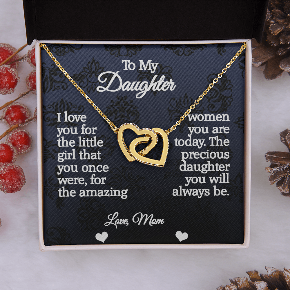 To My Daughter-Interlocking Hearts Necklace