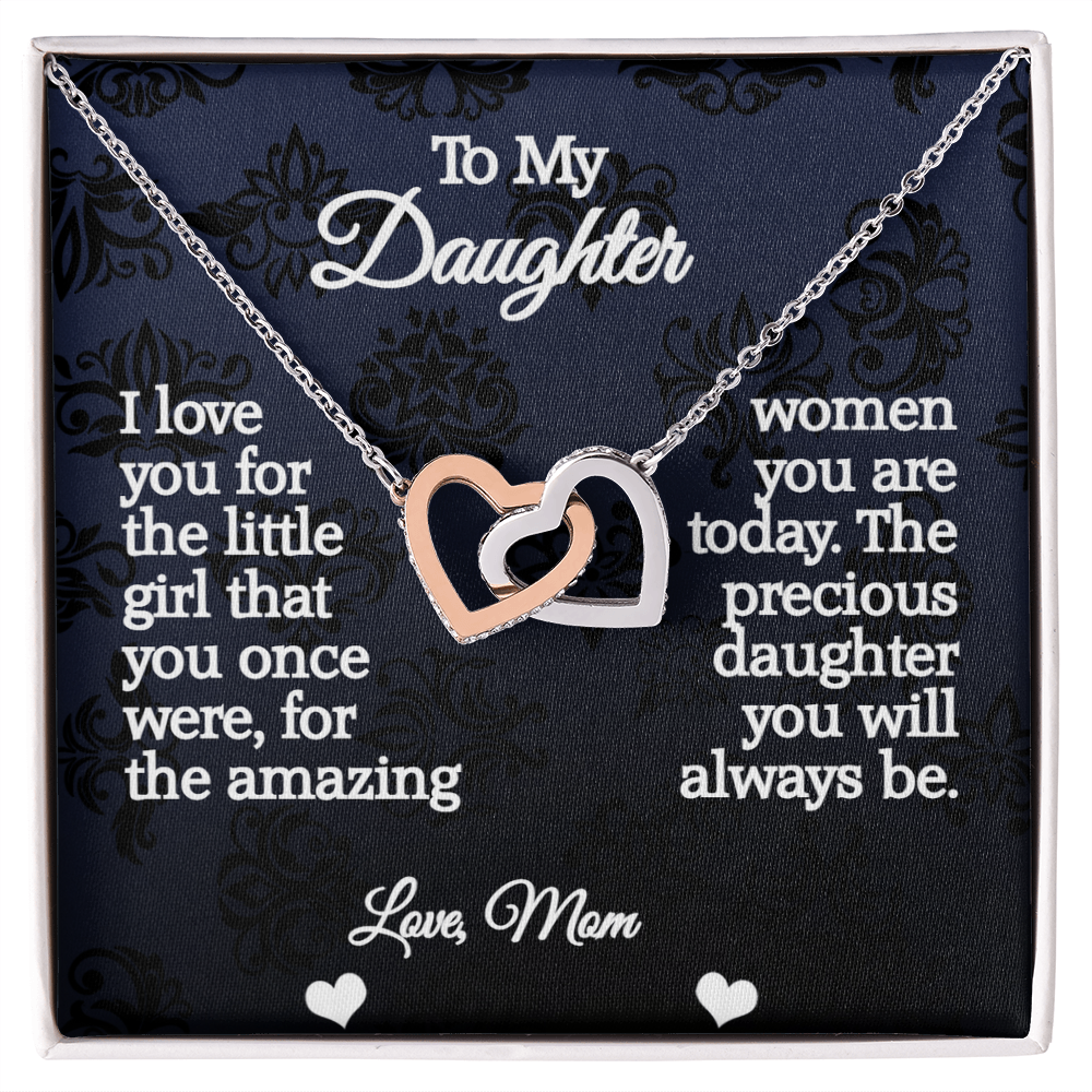 To My Daughter-Interlocking Hearts Necklace