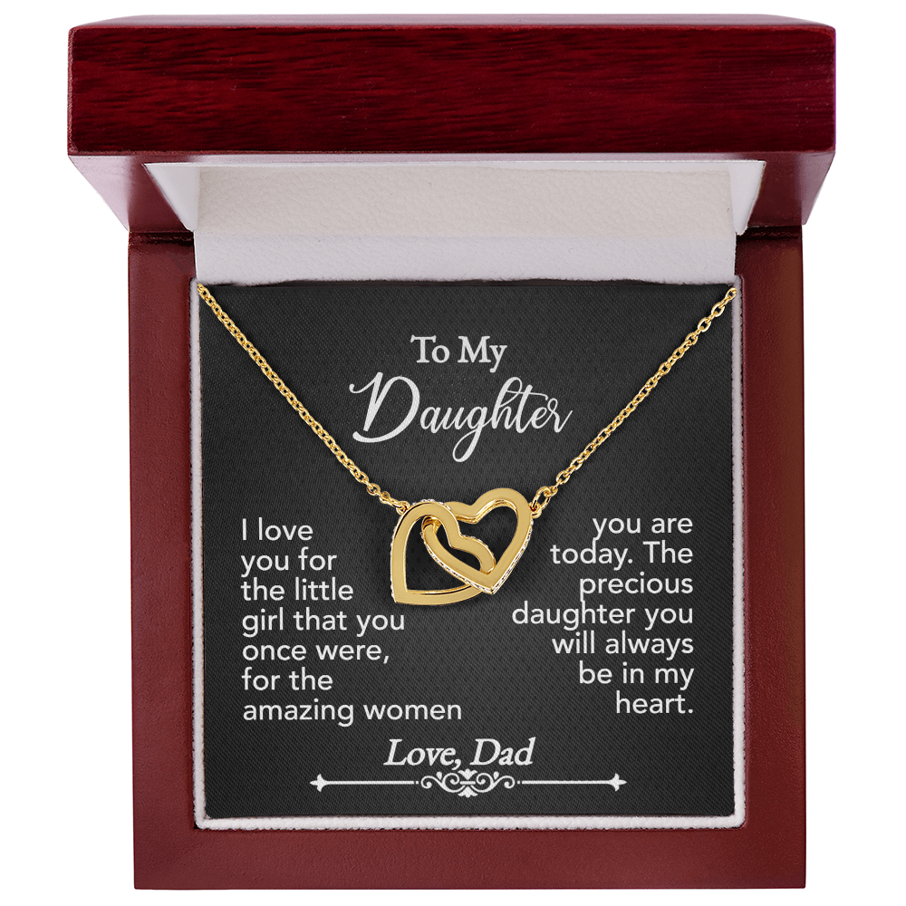 To My Daughter -Interlocking Hearts Necklace