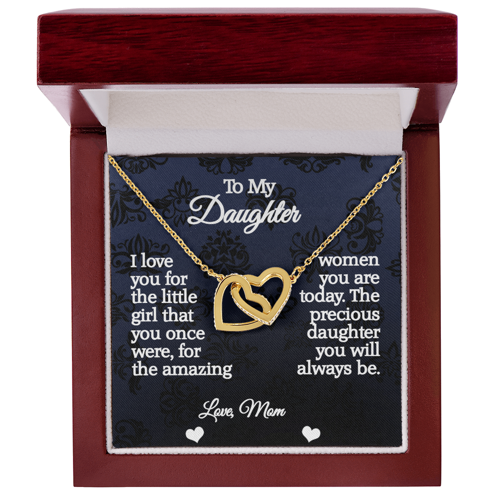 To My Daughter-Interlocking Hearts Necklace