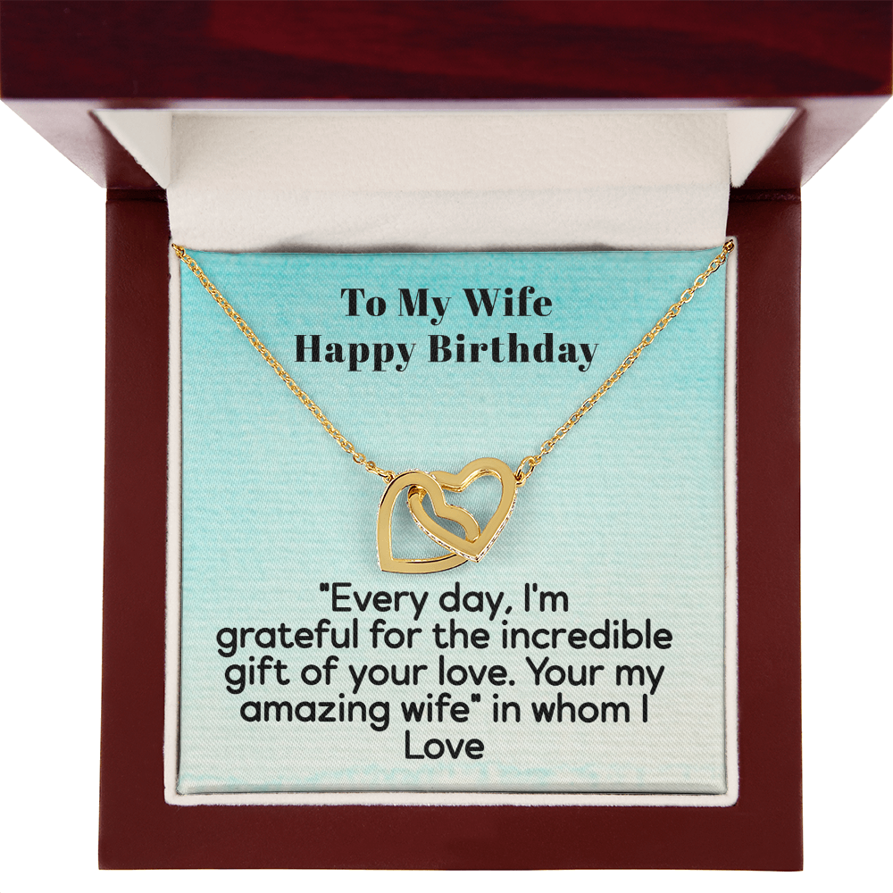 To My Wife Happy Birthday-Interlocking Hearts Necklace