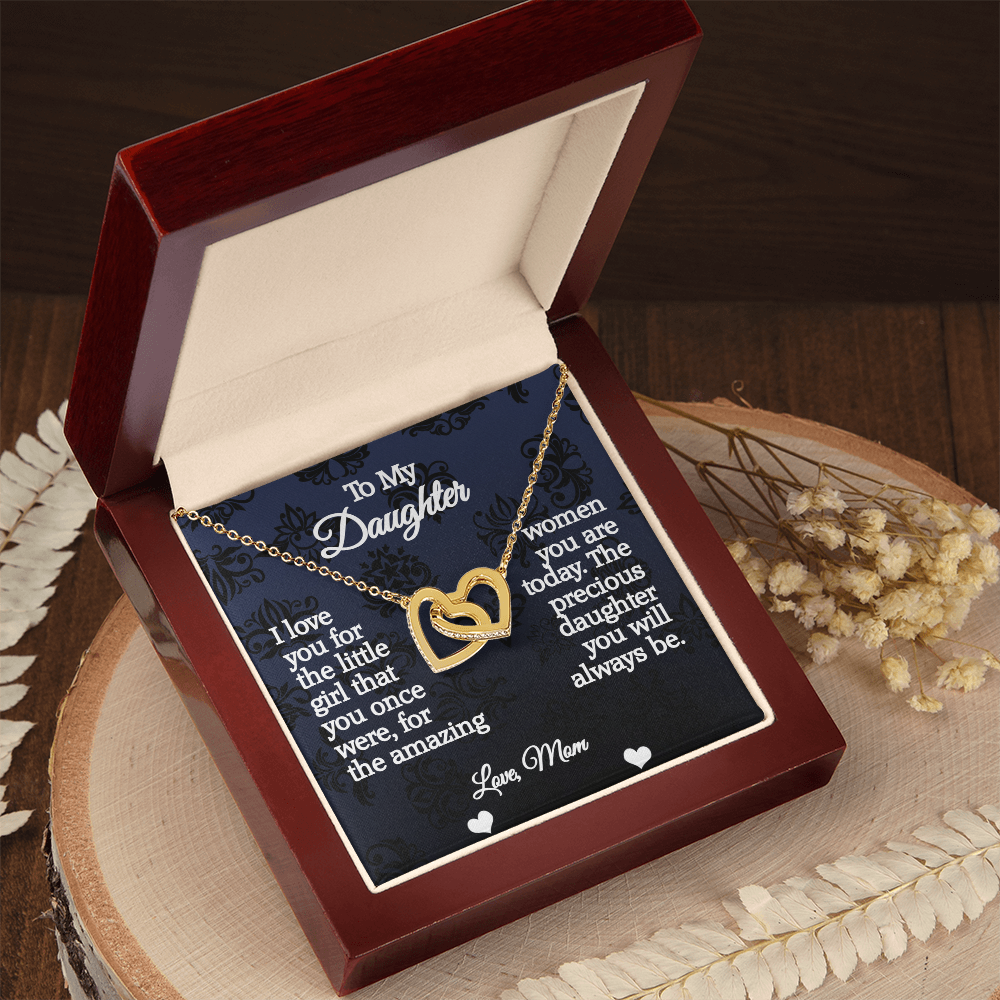 To My Daughter-Interlocking Hearts Necklace