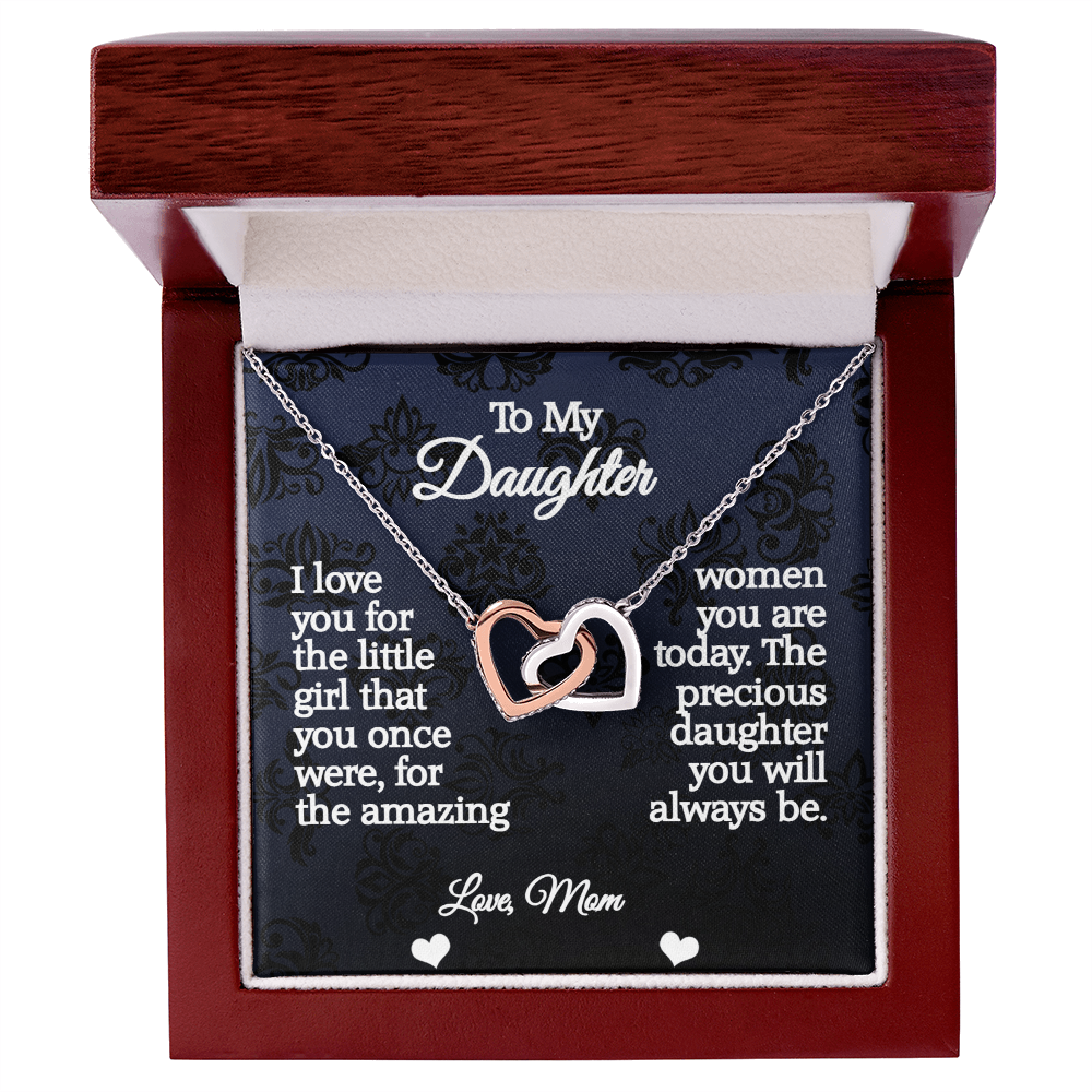 To My Daughter-Interlocking Hearts Necklace