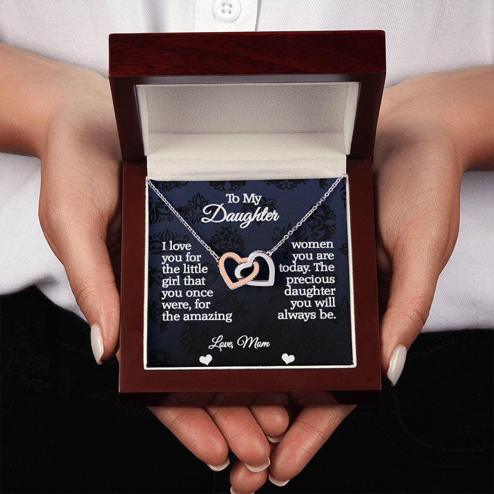 To My Daughter-Interlocking Hearts Necklace
