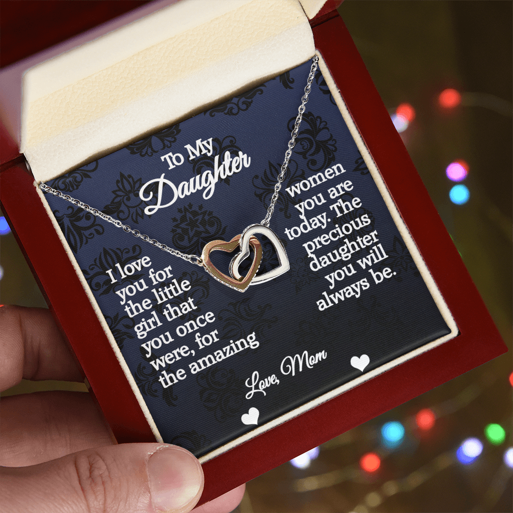 To My Daughter-Interlocking Hearts Necklace
