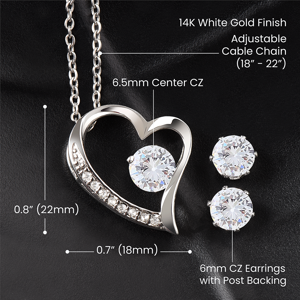 To My Daughter-Happy Birthday- Forever Love Necklace & Earring Set
