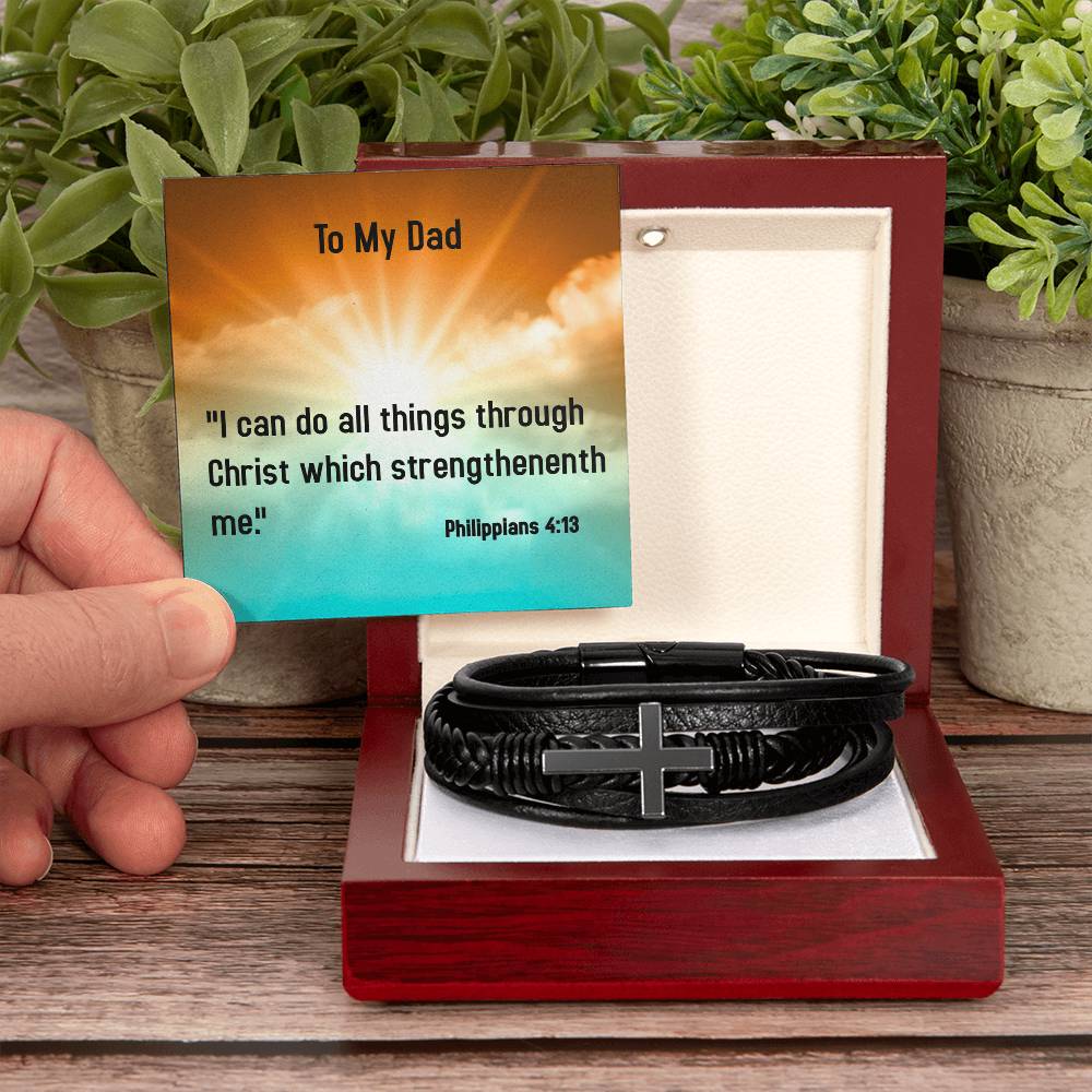To My Dad-Men's Cross Bracelet