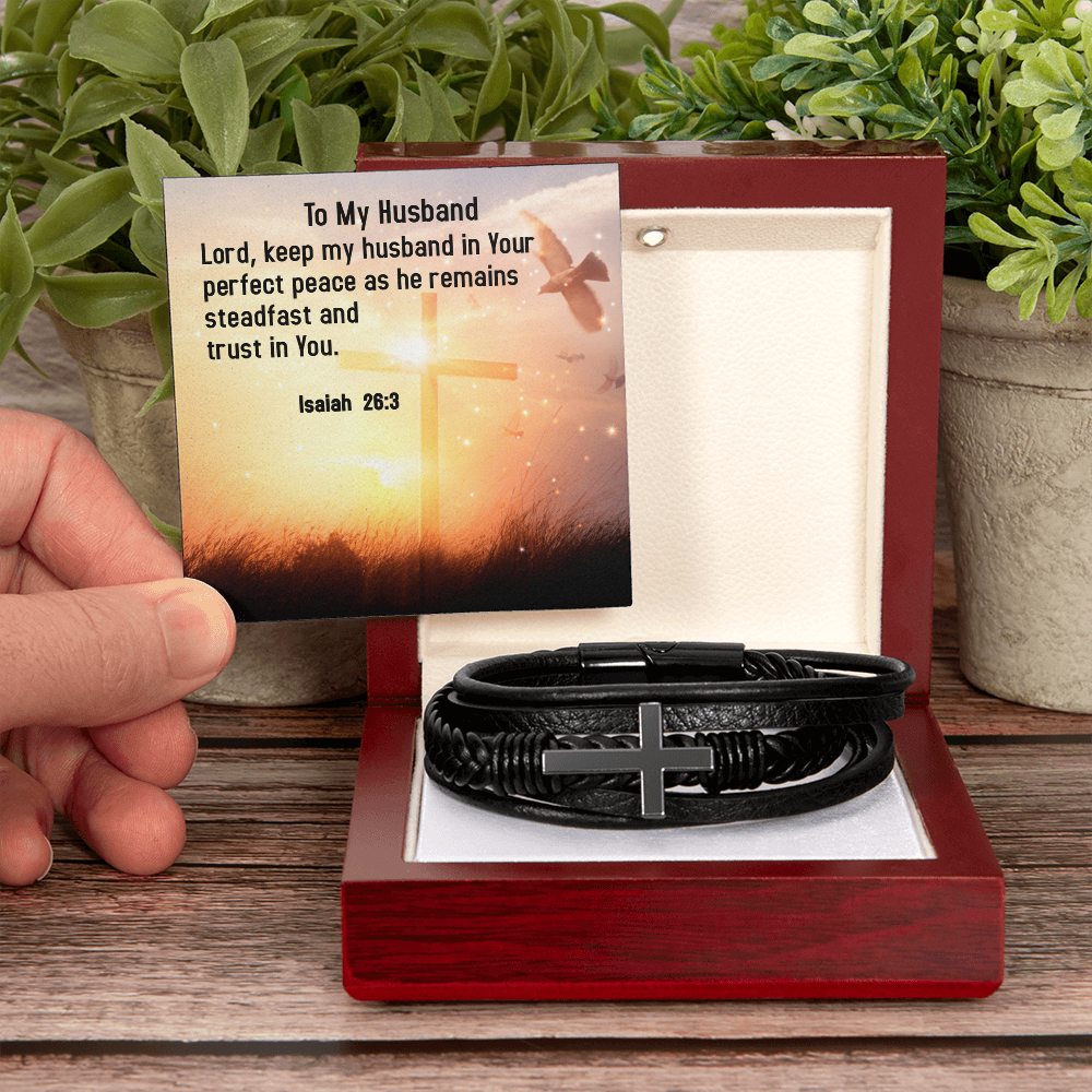 To My Husband- Men's Cross Bracelet