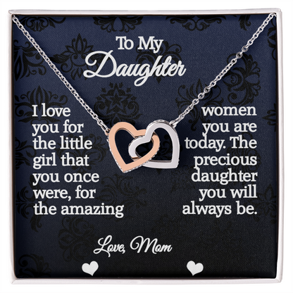 To My Daughter-Interlocking Hearts Necklace