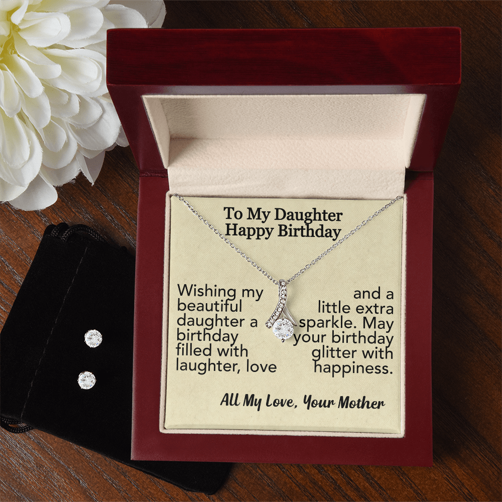 To My Daughter-Happy Birthday-Alluring Beauty Necklace & Earring Set