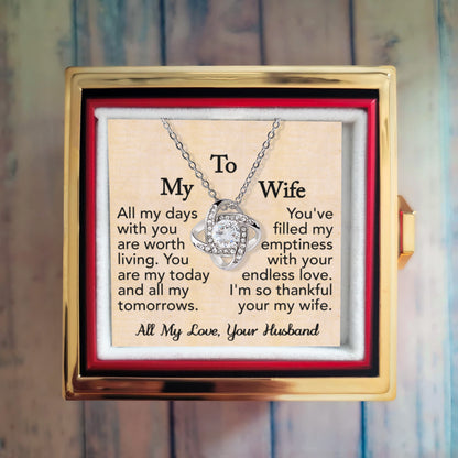 To My Wife- Love Knot with Rotating Rose Gift Box